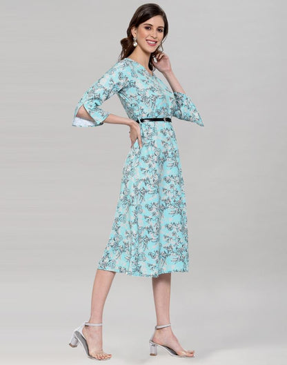 Sky Blue Printed Dress | Sudathi