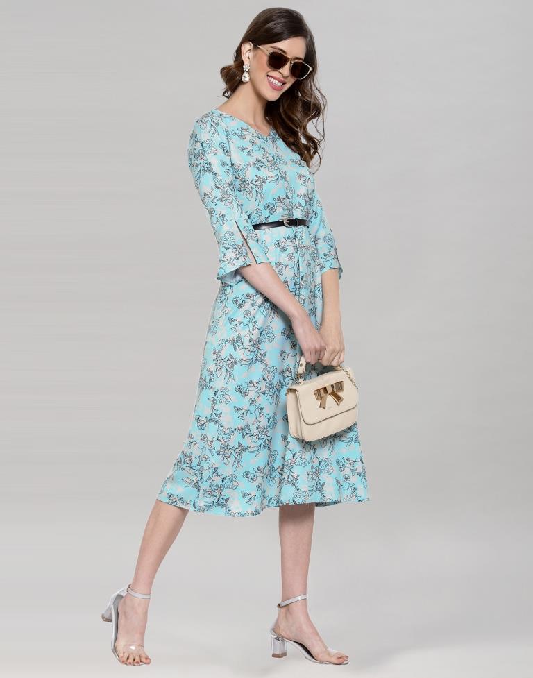 Sky Blue Printed Dress | Sudathi