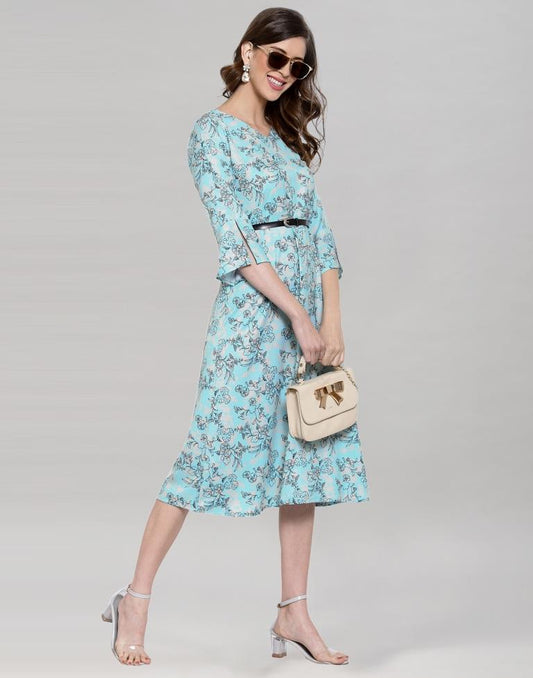 Sky Blue Printed Dress | Sudathi