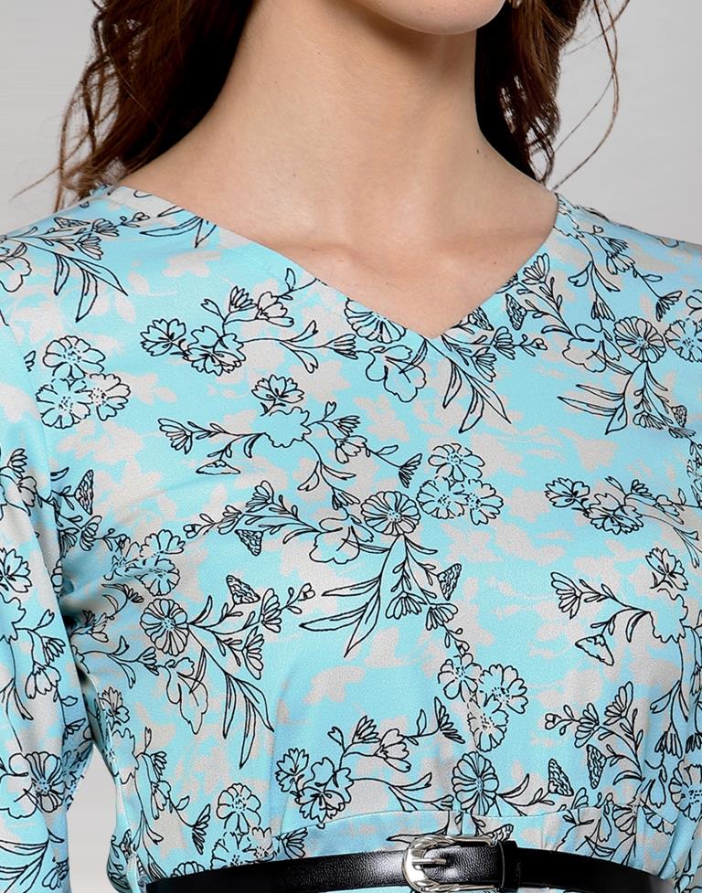Sky Blue Printed Dress | Sudathi