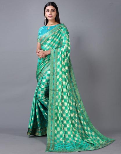 Turquoise Green Silk Saree | Sudathi
