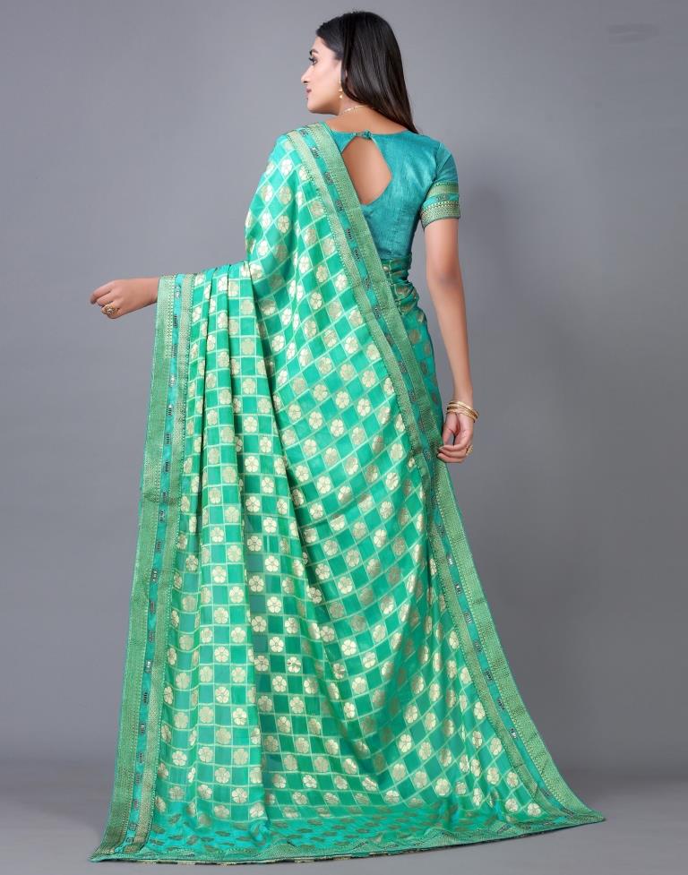 Turquoise Green Silk Saree | Sudathi