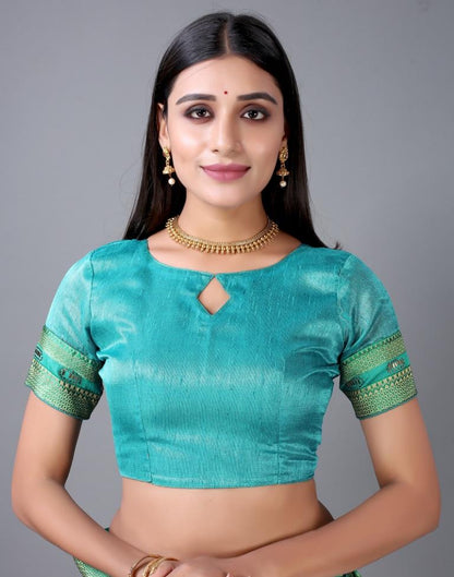 Turquoise Green Silk Saree | Sudathi