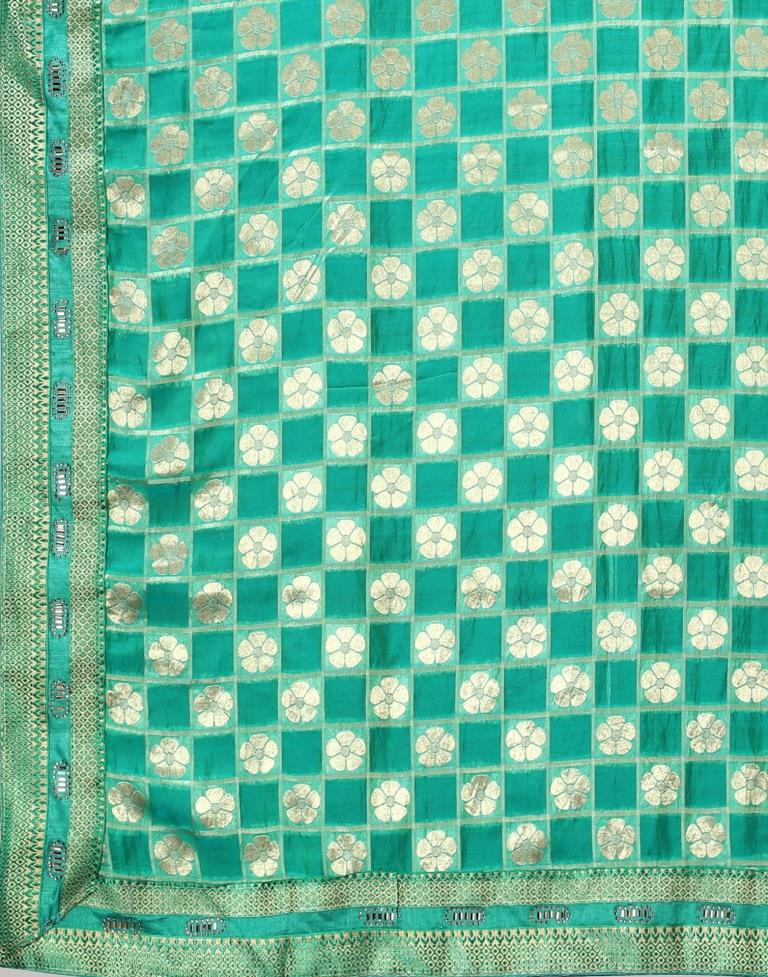 Turquoise Green Silk Saree | Sudathi