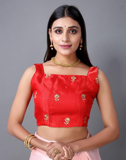 Peach Pink Embroidery Saree | Sudathi