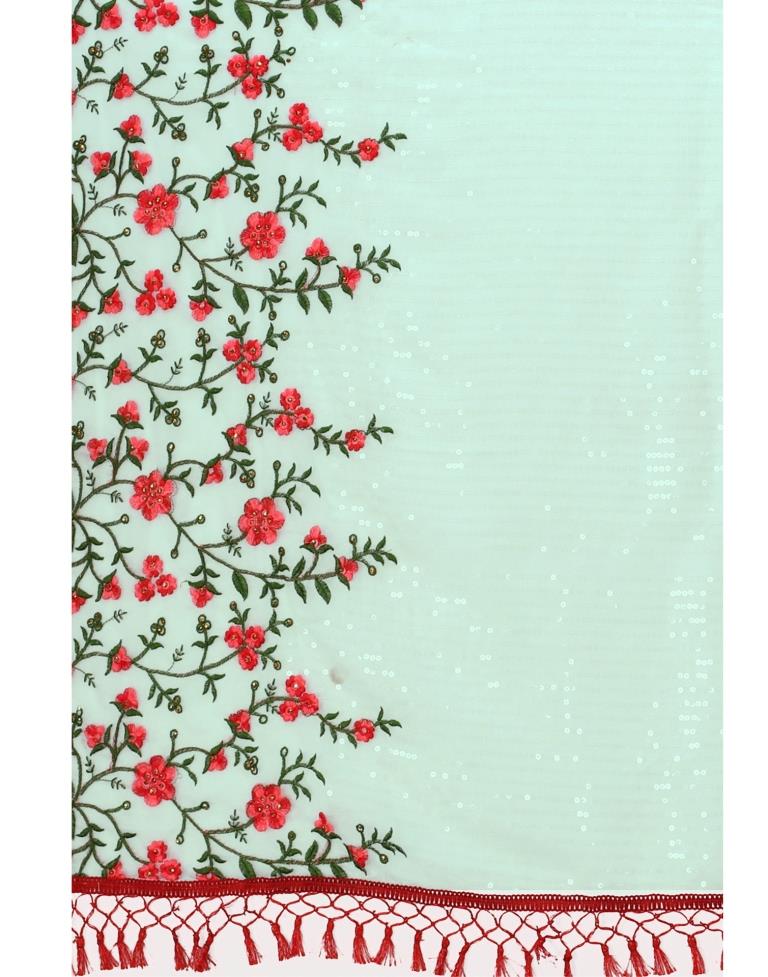 Dusty White Embroidery Saree | Sudathi