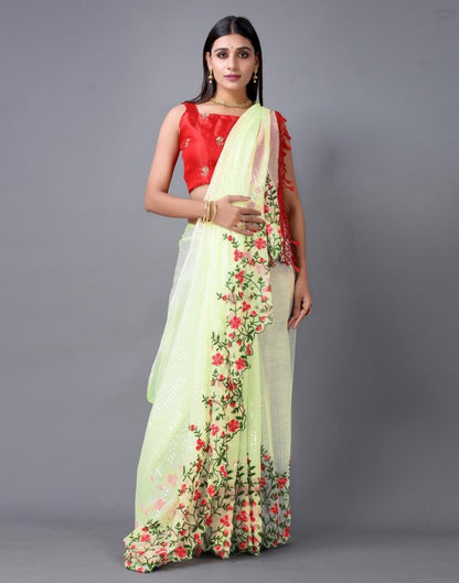 Yellow Embroidery Saree | Sudathi