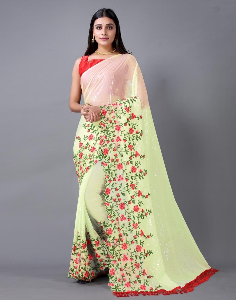 Yellow Embroidery Saree | Sudathi