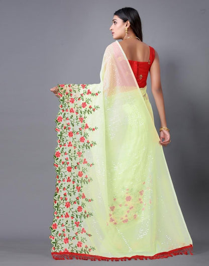 Yellow Embroidery Saree | Sudathi