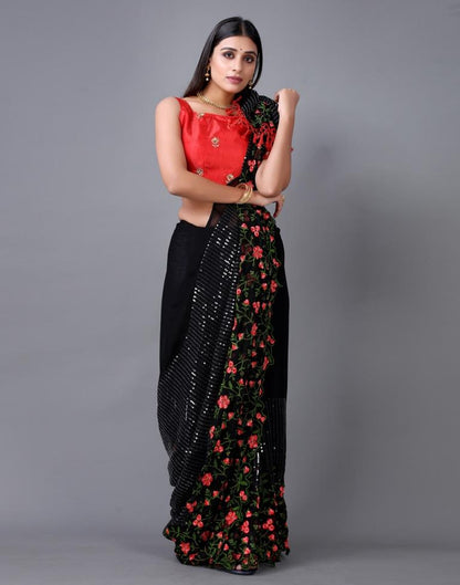 Black Embroidery Saree | Sudathi