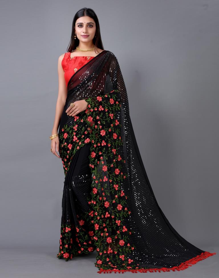 Black Embroidery Saree | Sudathi