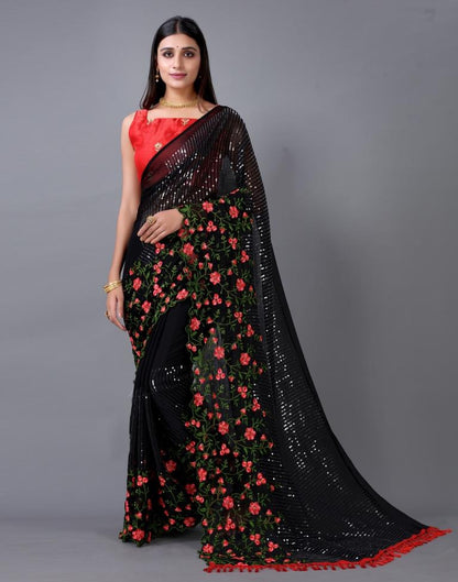 Black Embroidery Saree | Sudathi