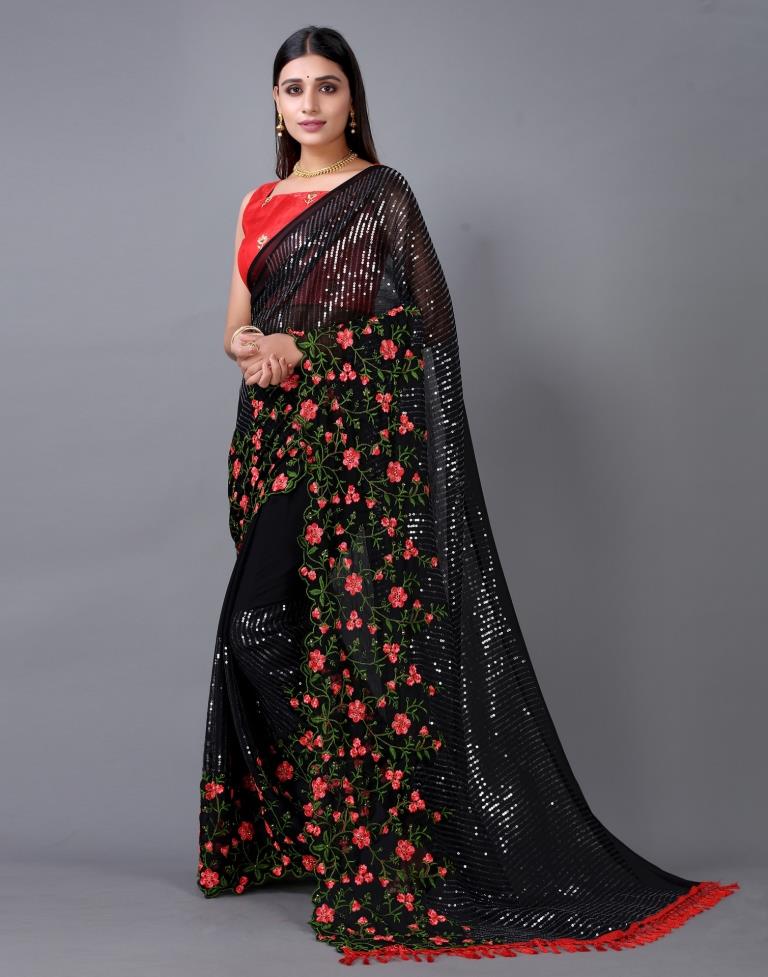 Black Embroidery Saree | Sudathi