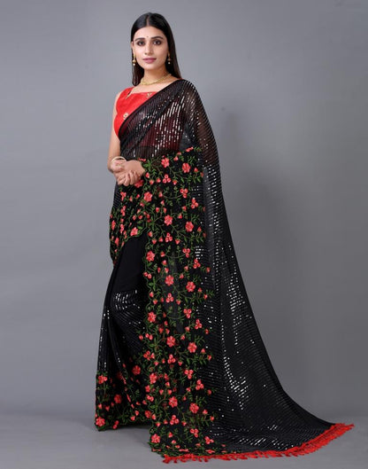 Black Embroidery Saree | Sudathi