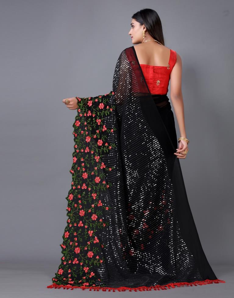 Black Embroidery Saree | Sudathi