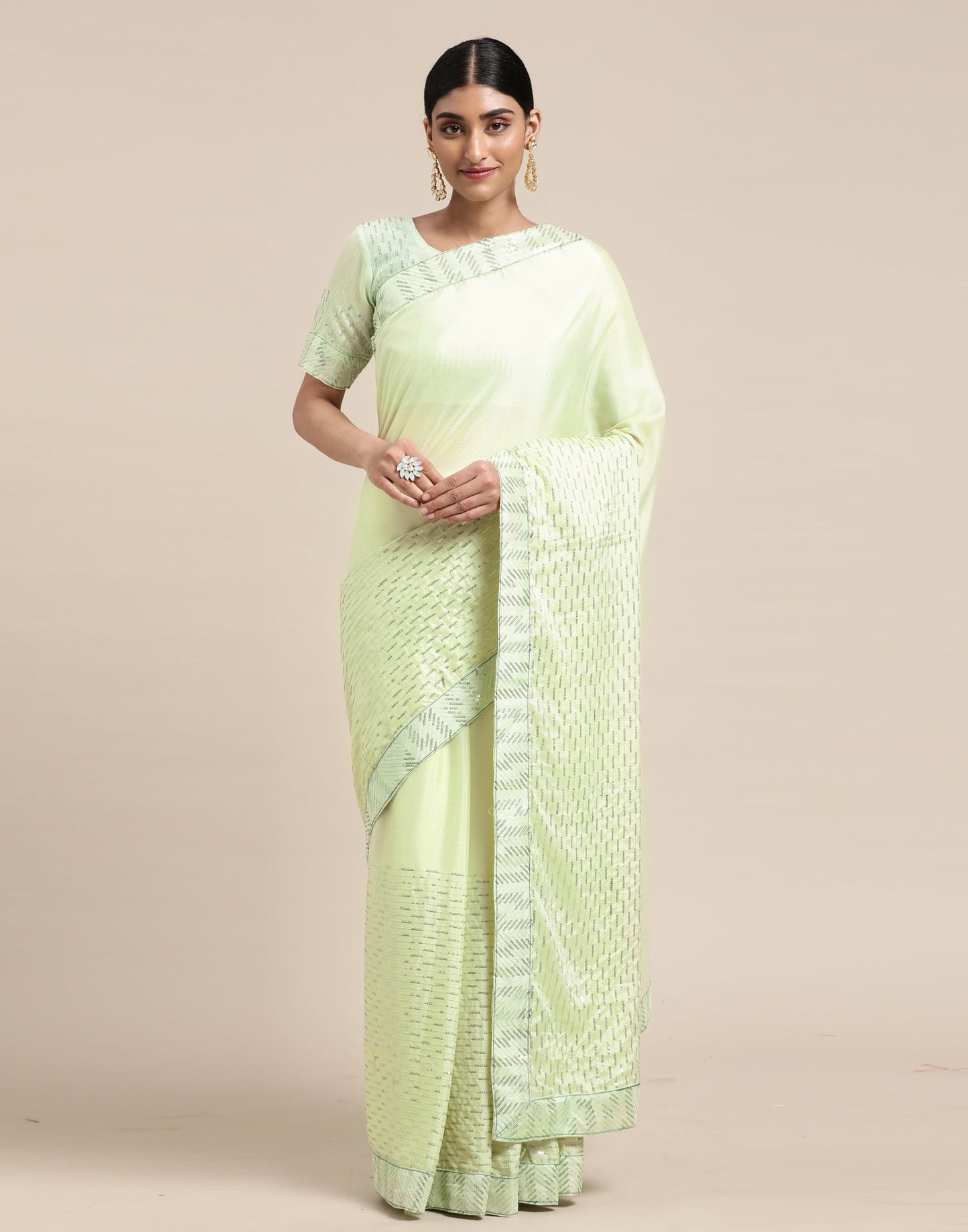 Pastel Mint Green Silk Saree | Sudathi