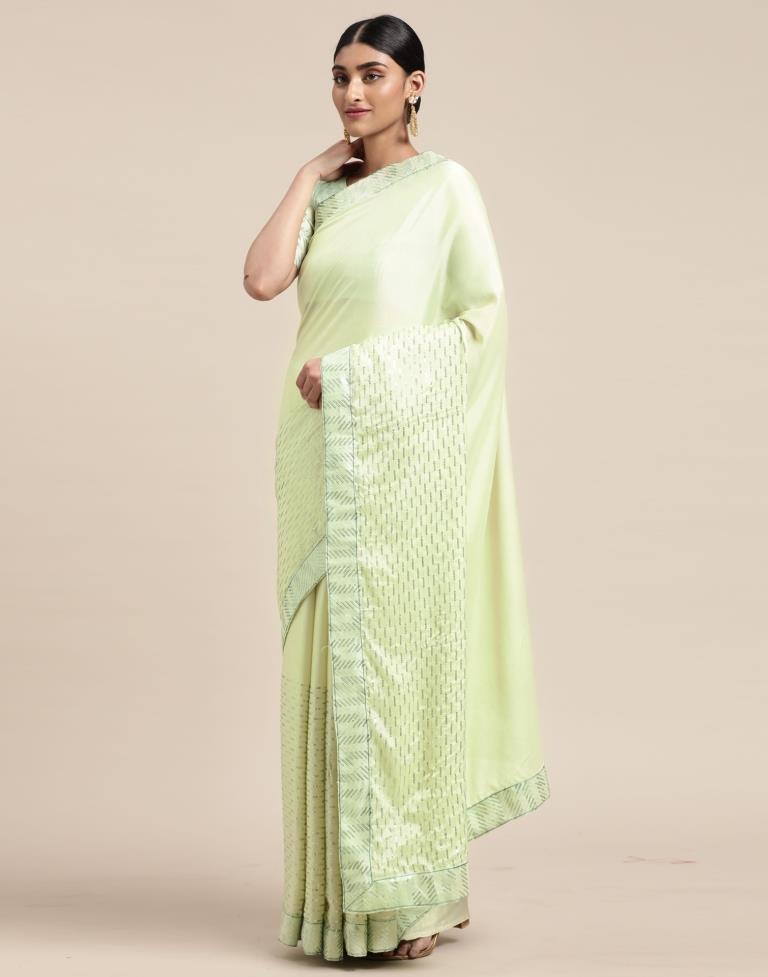 Pastel Mint Green Silk Saree | Sudathi