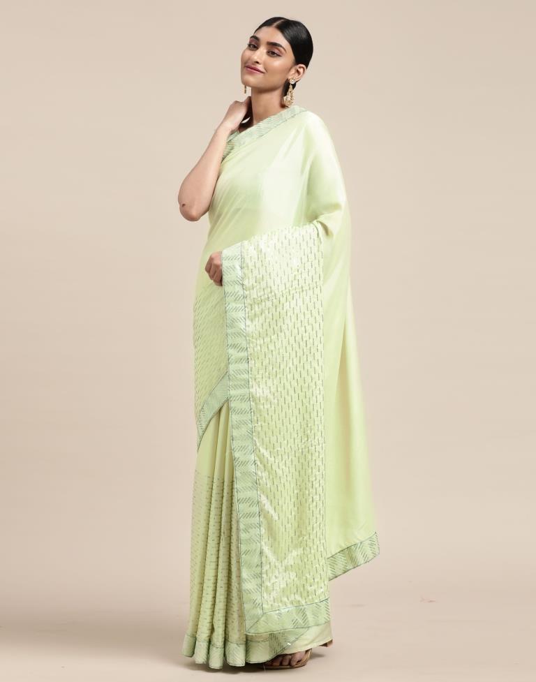 Pastel Mint Green Silk Saree | Sudathi