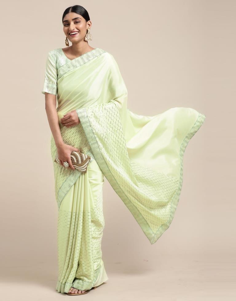 Pastel Mint Green Silk Saree | Sudathi