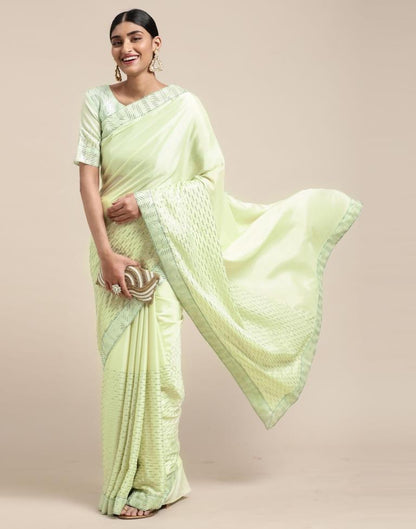 Pastel Mint Green Silk Saree | Sudathi