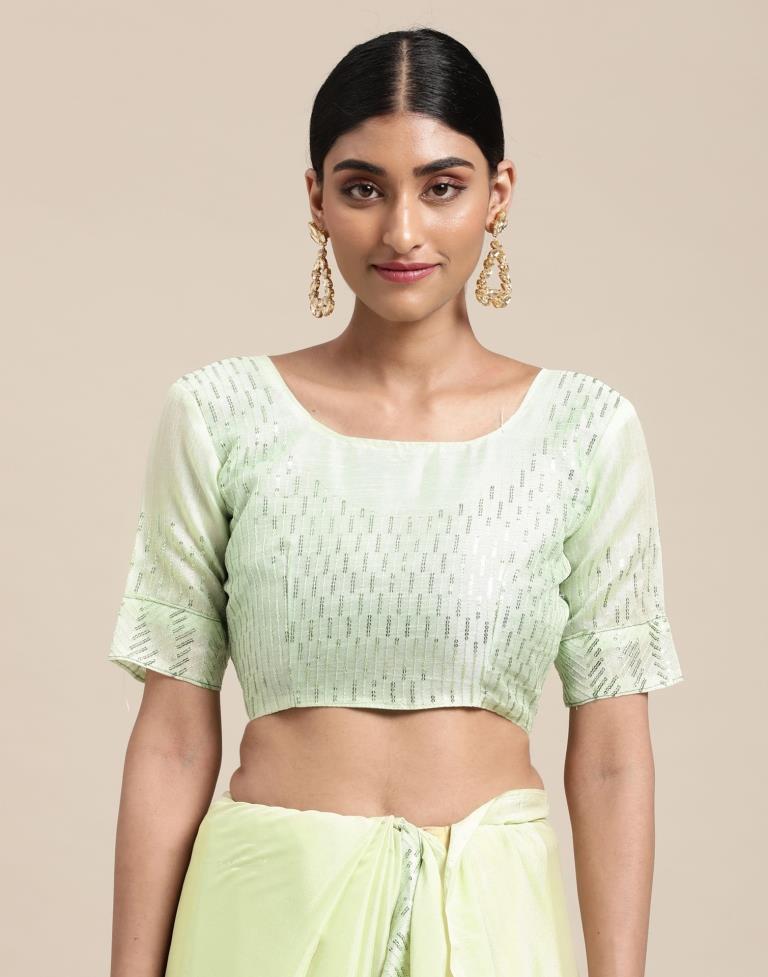 Pastel Mint Green Silk Saree | Sudathi