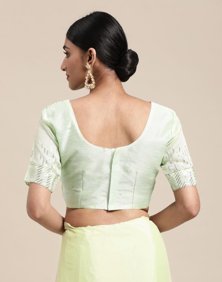 Pastel Mint Green Silk Saree | Sudathi