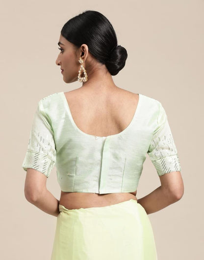 Pastel Mint Green Silk Saree | Sudathi