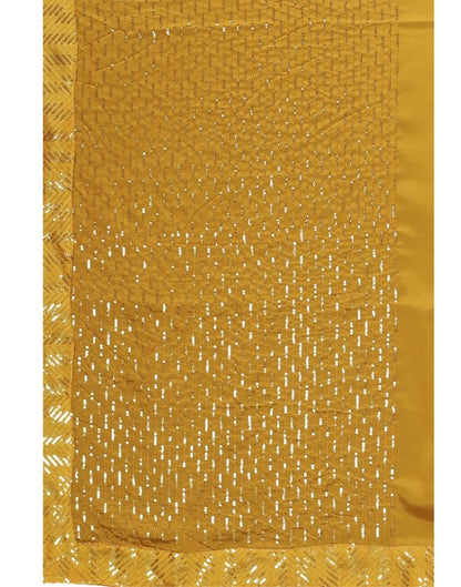 Turmeric Yellow Embroidered Silk Saree | Sudathi
