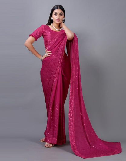 Pink Sequence Silk Saree | Sudathi