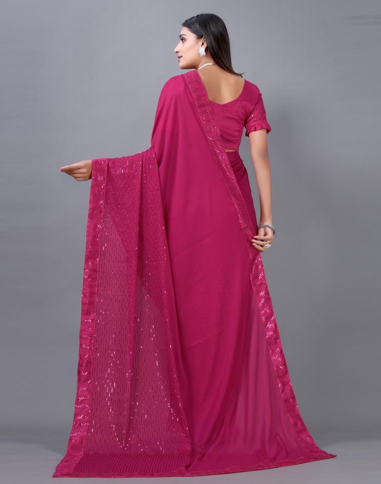 Pink Sequence Silk Saree | Sudathi