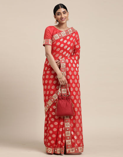 Red Embroidery Saree | Sudathi