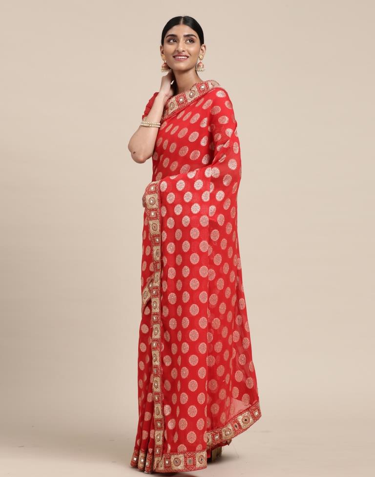 Red Embroidery Saree | Sudathi