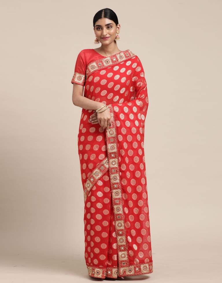 Red Embroidery Saree | Sudathi