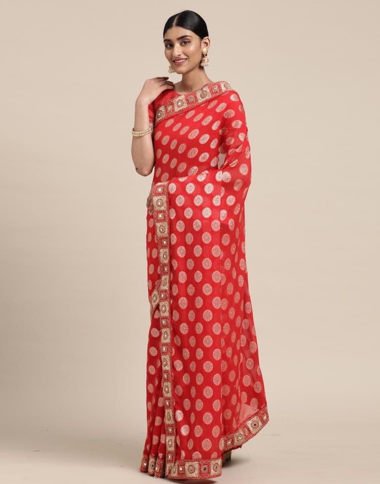 Red Embroidery Saree | Sudathi
