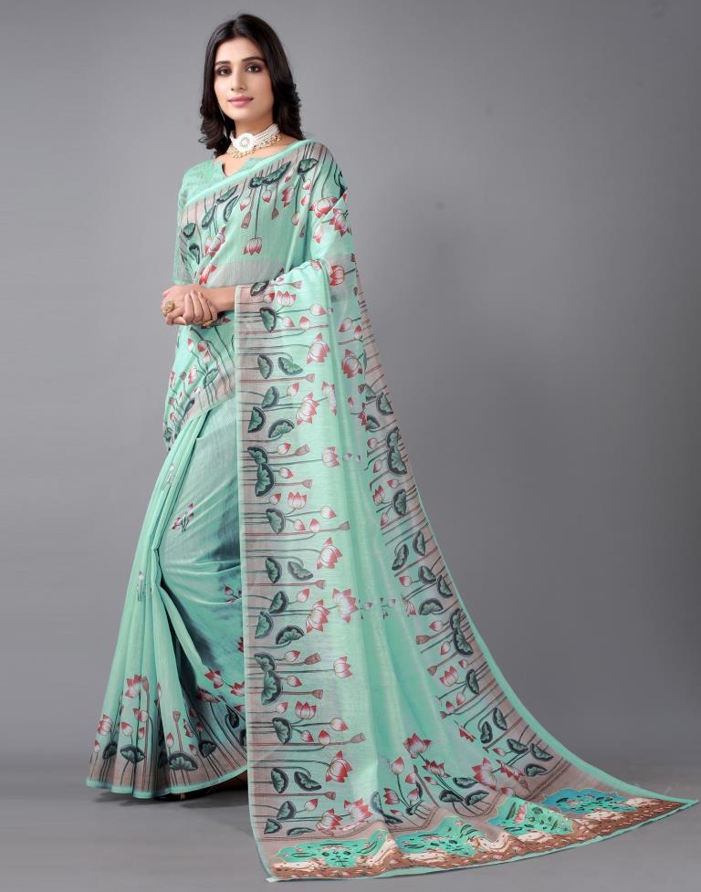 Dusty Green Cotton Saree | Sudathi