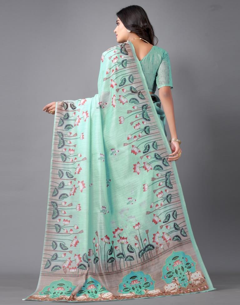 Dusty Green Cotton Saree | Sudathi