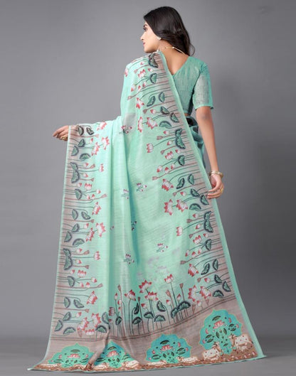 Dusty Green Cotton Saree | Sudathi