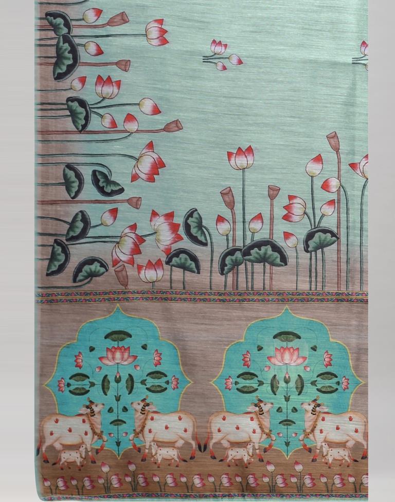 Dusty Green Cotton Saree | Sudathi