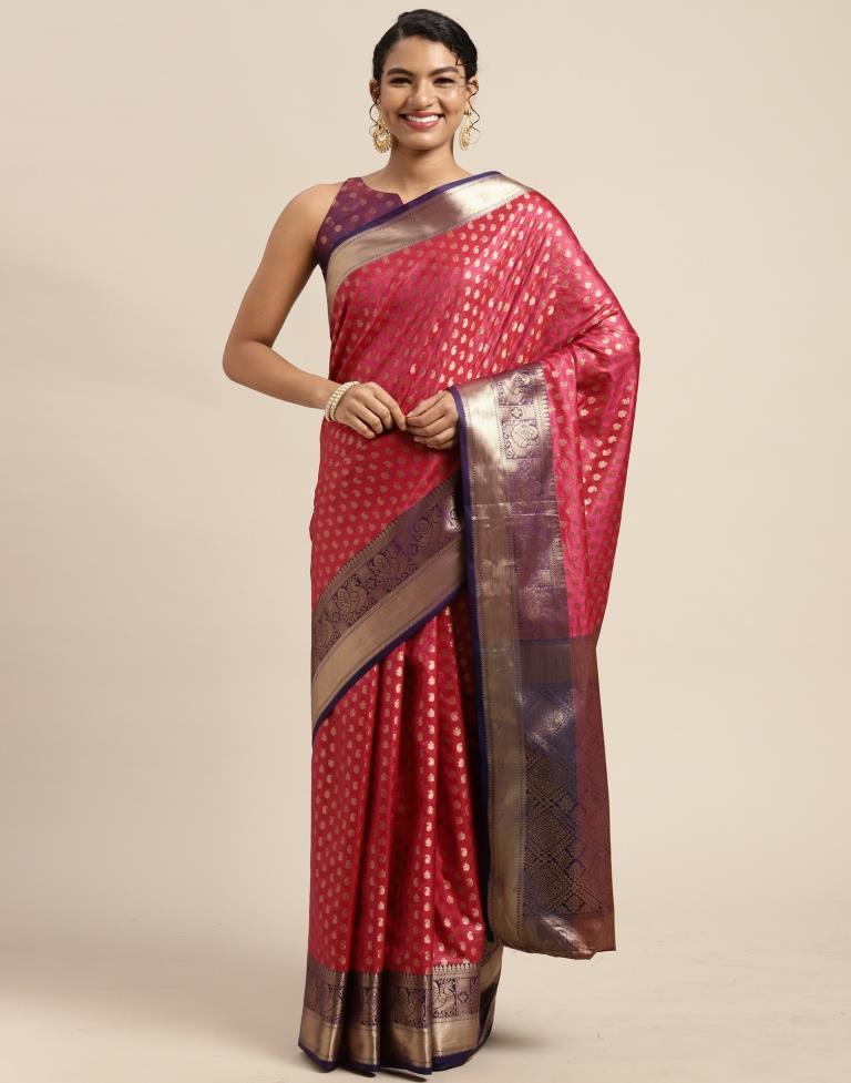 Dark Pink Silk Saree | Leemboodi
