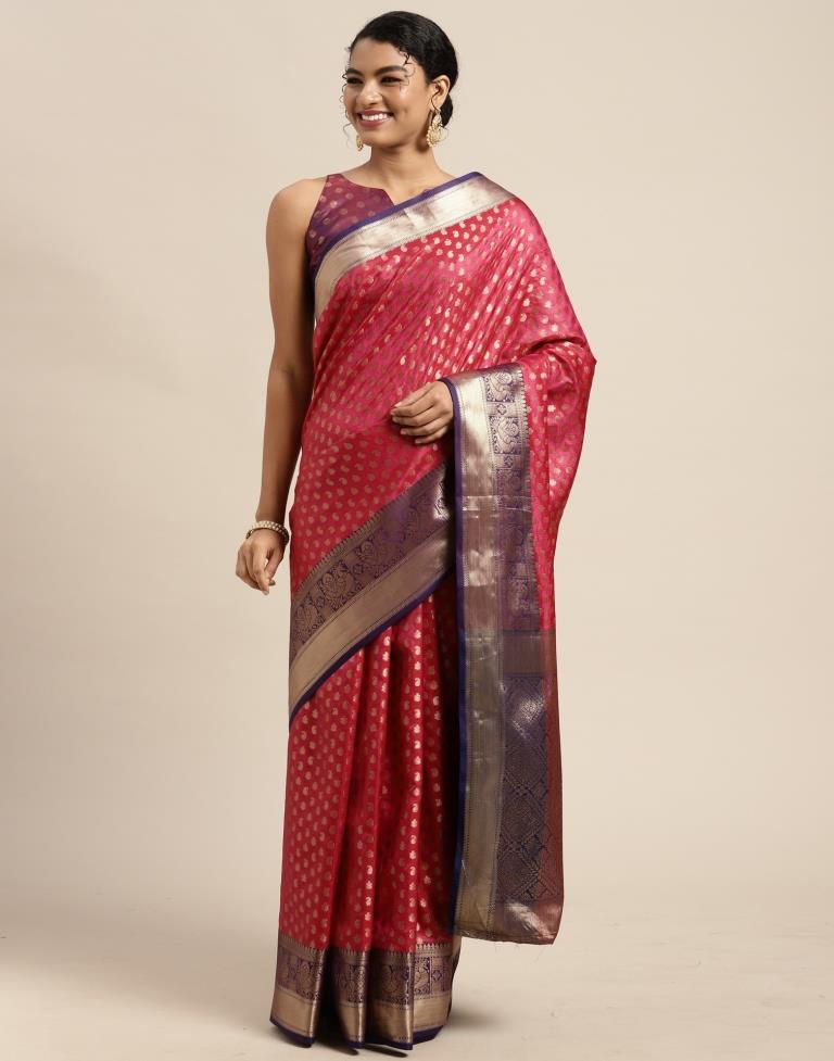 Dark Pink Silk Saree | Leemboodi