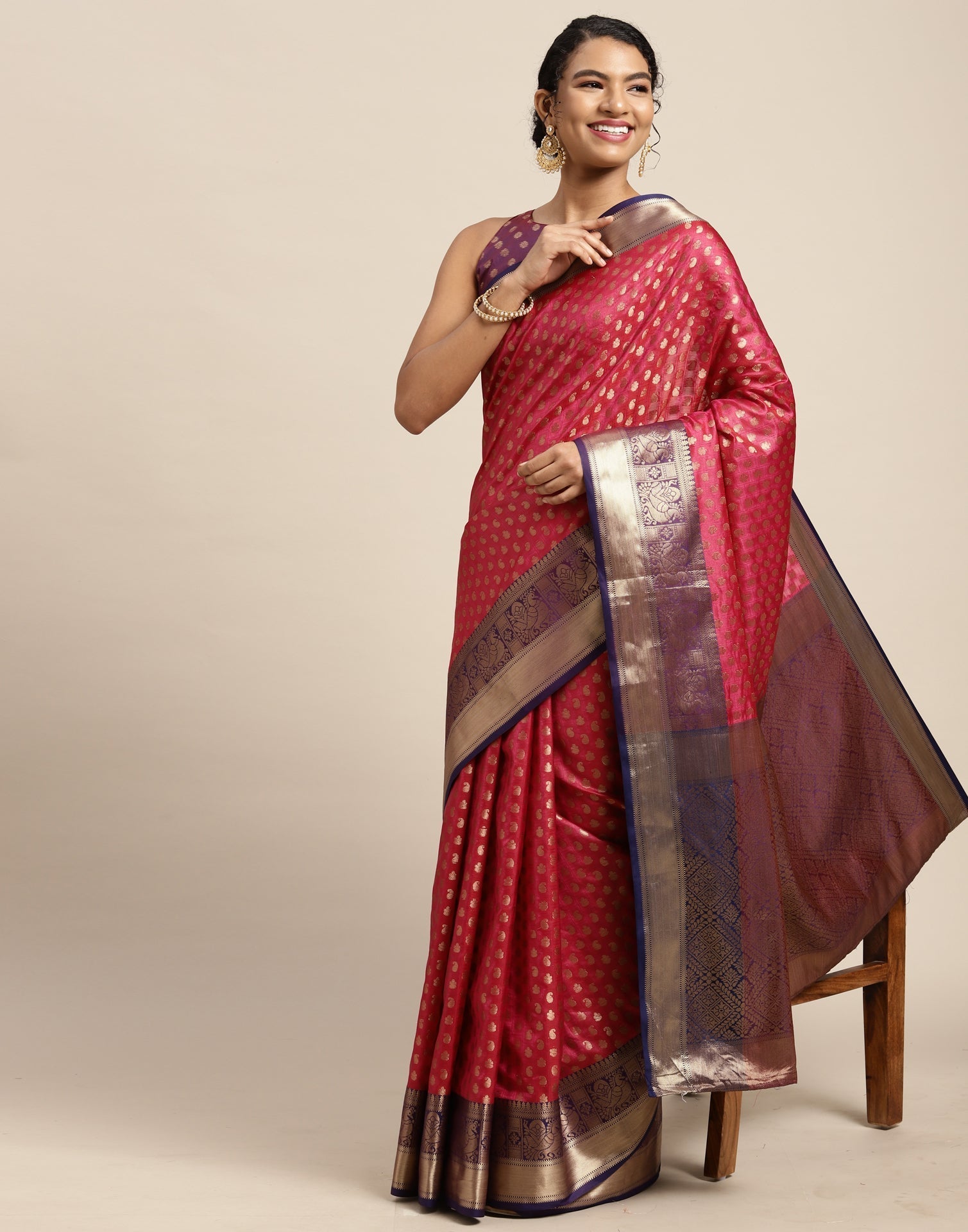 Dark Pink Silk Saree | Leemboodi