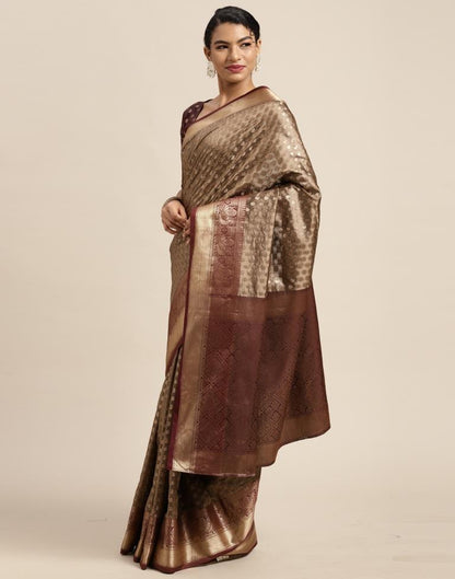 Dark Brown Silk Saree | Sudathi