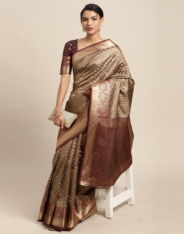 Dark Brown Silk Saree | Sudathi