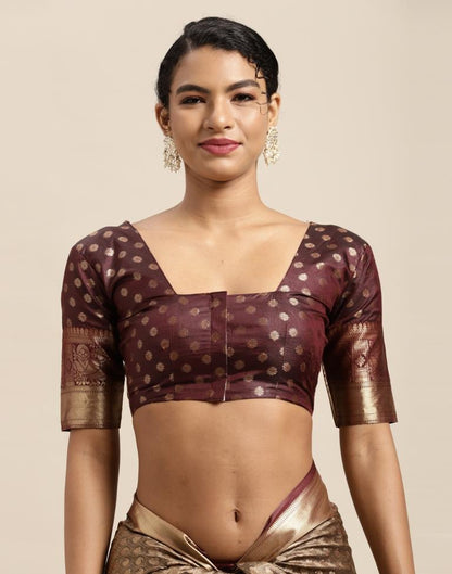 Dark Brown Silk Saree | Sudathi