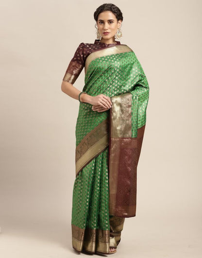 Parrot Green Silk Saree | Leemboodi
