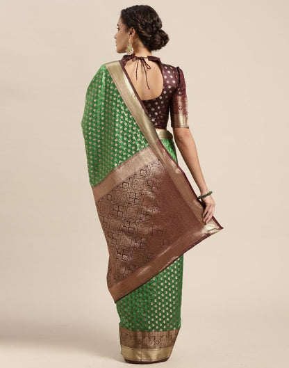 Parrot Green Silk Saree | Leemboodi