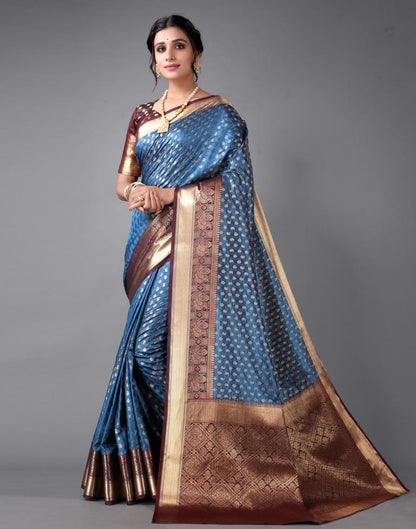 Dark Blue Banarasi Silk Saree | Sudathi