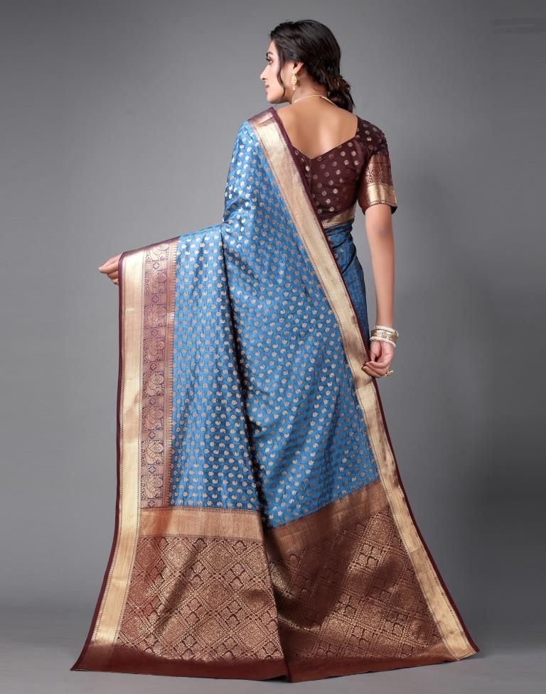 Dark Blue Banarasi Silk Saree | Sudathi