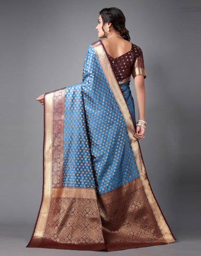 Dark Blue Banarasi Silk Saree | Sudathi