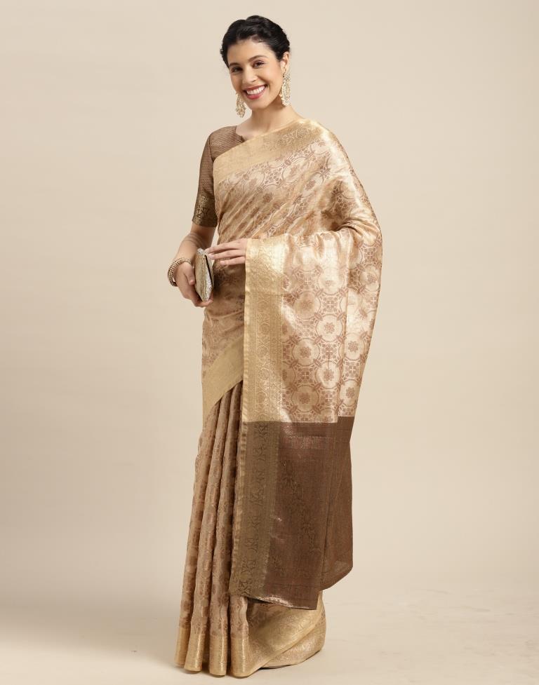 Beige Cotton Silk Saree | Sudathi